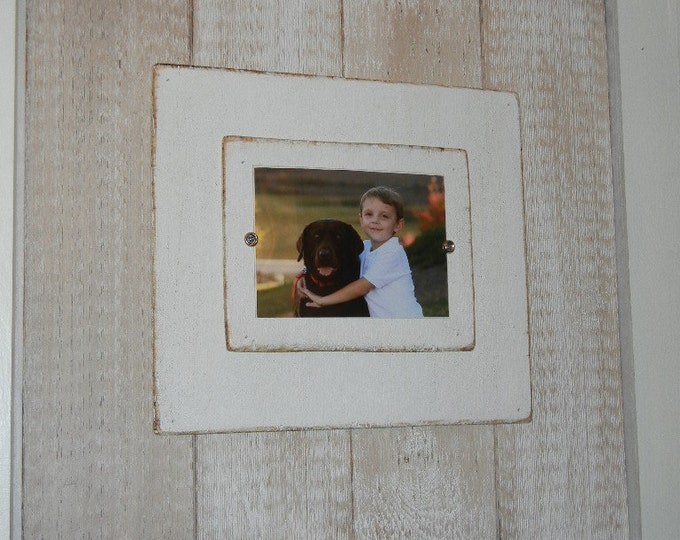 Large Wood Picture Frame Coastal Aged White Driftwood Finish Etsy