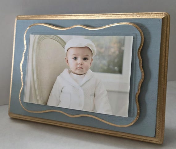 Handmade Frame Shaped Wood Mat Gold Leaf Edges 4x6 Horizontal or Vertical Photo Baby Gift, Wedding, Birthday Gift.
