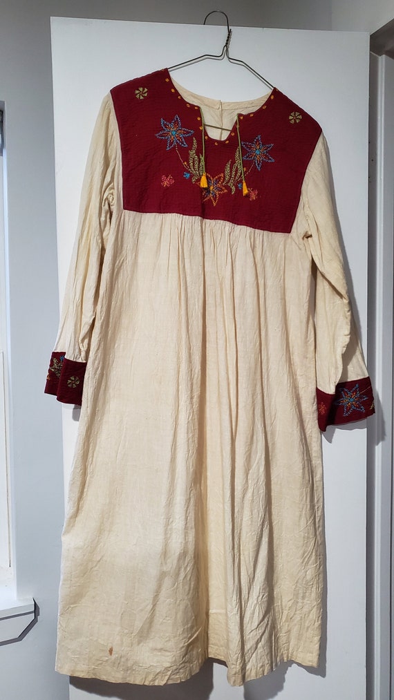 Mayan Handmade Cotton Dress with Embroidery - image 1