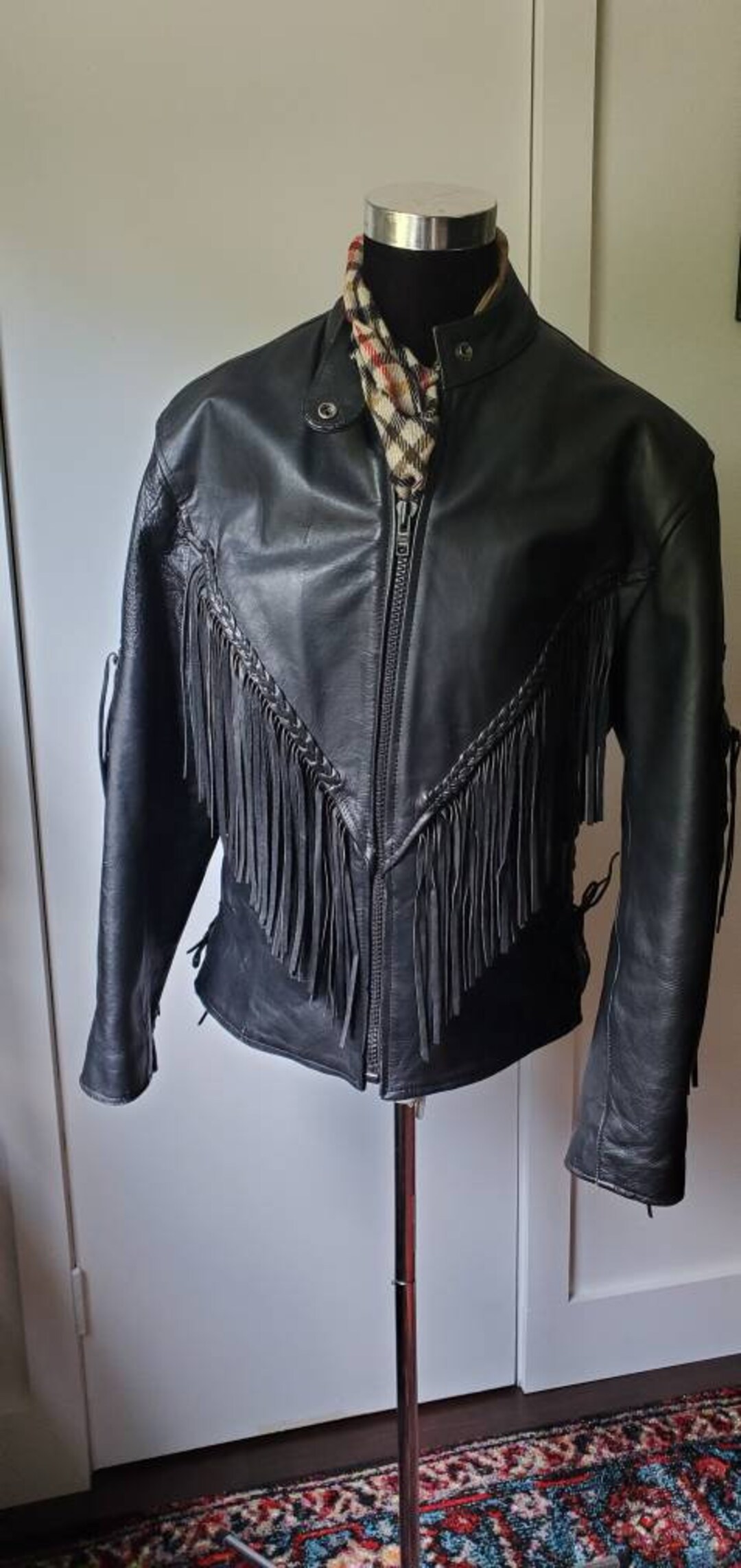 Vintage Leather Jacket With Fringe and Silver - Etsy