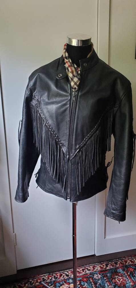 Vintage Leather Jacket With Fringe and Silver - Etsy