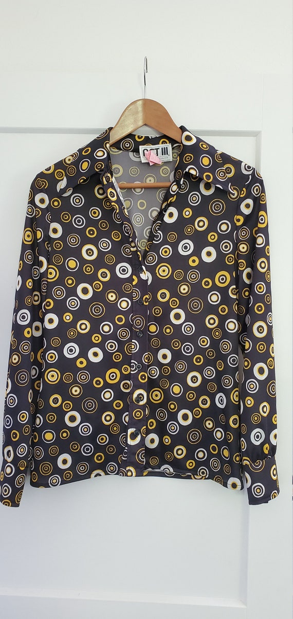 Vintage 1970s groovy polyester circles top