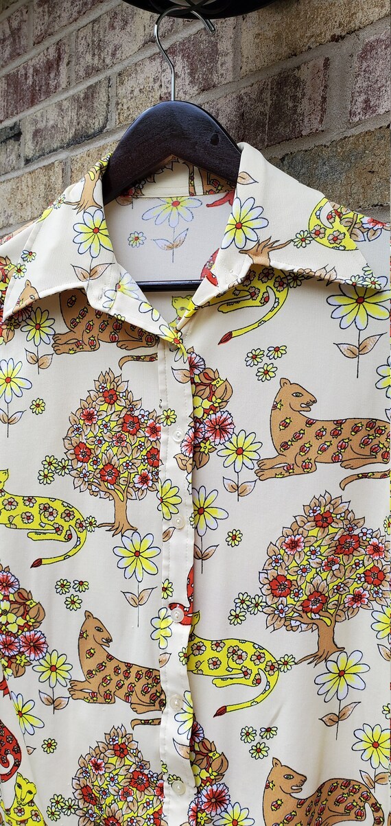 Lounge Leopard 1970s Polyester Shirt