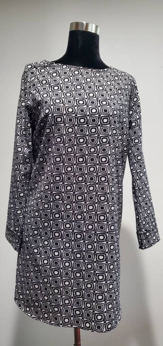 Geometric 3/4 sleeve shift dress/ tunic