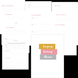Language Learning Planner, Notebook, Organizer, Journal, Logbook for any foreign language study