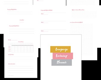 Language Learning Planner, Notebook, Organizer, Journal, Logbook for any foreign language study