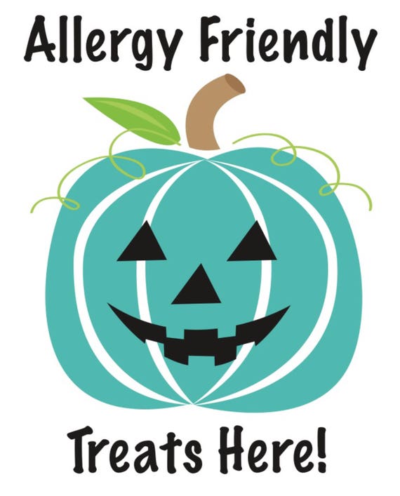Halloween Teal Pumpkin Project Allergy Friendly Treats Sign Etsy