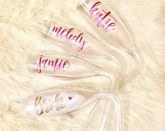 Chambong Champagne bong personalized names - bachelorette party, bride, birthday party, girls trip