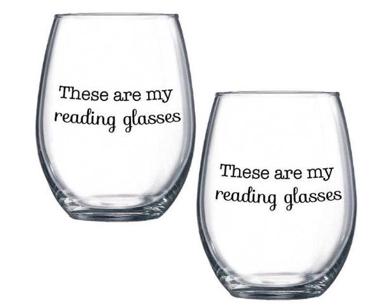 these are my reading glasses wine glasses SET OF 2 funny gift for mom, grandma, book club, library, teacher, bookworm image 3