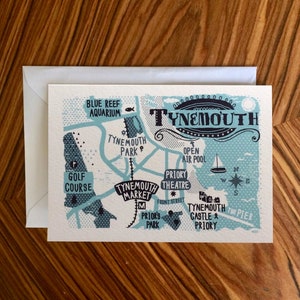 Tynemouth map blank greetings card