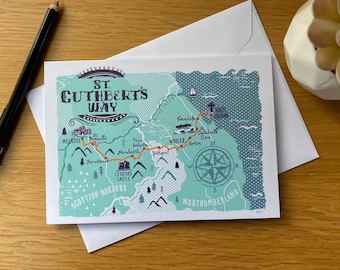 St. Cuthbert's Way map Greetings card