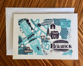 Berwick map greetings card