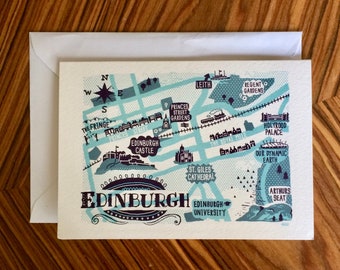 Edinburgh map greetings card