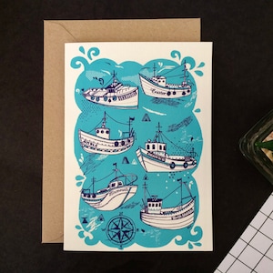Fischerboot Grußkarte