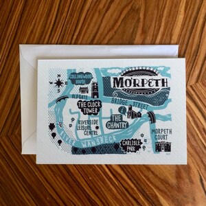 Cartão de felicitações em branco com o mapa de Morpeth