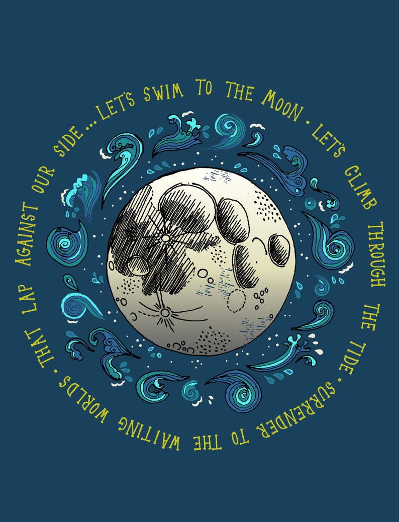 Let's Swim to the Moon A3 Print - Etsy