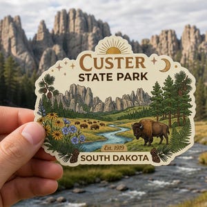 Custer State Park Sticker Black Hills Buffalo KissCut Vinyl Sticker  South Dakota Scenic Art