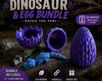 3D gedrucktes Dinosaurier und Ei Bundle