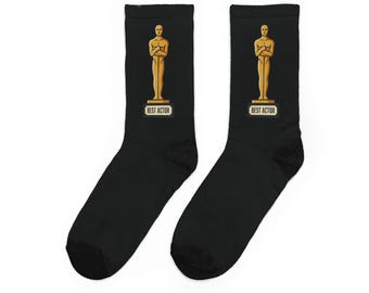 Oscar Statue-sokken met ronde hals | Filmische Award-print, gewatteerd comfort