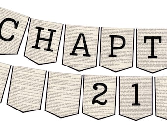 Chapter Banner: Party Decoration Book Page Printable Garland (Digital Download) Chapter Bunting PDF Only