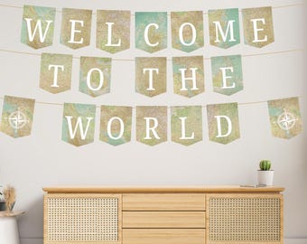 Willkommen auf der Welt – Druckbare Girlande (Digitaler Download) – Babyparty-Dekoration (Nur PDF)