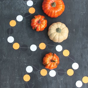 Halloween Party Decorations, Dot Garland, Paper Garland, Orange White Black Dots, 10 feet long made to order image 3