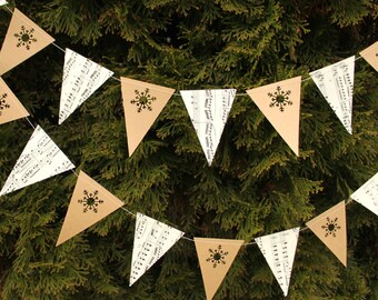 Christmas Garland Music Sheet Decoration, Paper Garland, Christmas Decoration made from Music Sheets, 6 feet long