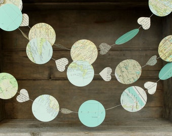Travel Theme Party Decorations Map Garland Bon Voyage Atlas Etsy