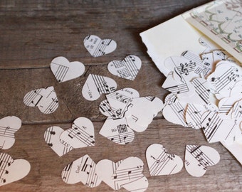 200 Piece Vintage Music Hearts Confetti Wedding Table Scatter Music Theme Party Song Book Pages Confetti Decoration
