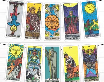 Ausdruckbares Tarotkarten-Banner: Buchseiten-Girlande (Digitaler Download)