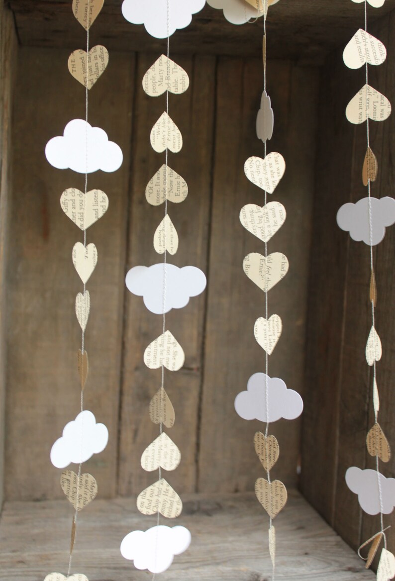 Baby Shower Decorations Cloud Garland Paper Garland Book Etsy