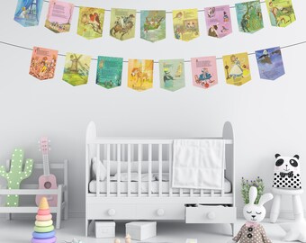 Wimpelkette mit Vintage Kinderreim: Druckbare Kinderzimmer Dekoration, digitaler Download (PDF-Download)