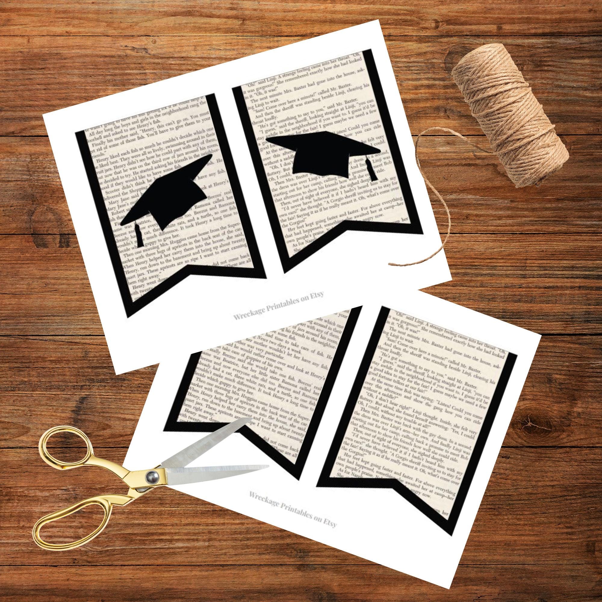 Printable Congratulations Grad 2026 Banner: Book Page Grad Garland ...