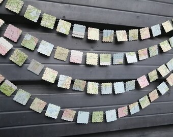 Atlas Map Garland Party Decoration, Travel Theme Bon Voyage Party, Paper Garland made from Map Pages, 10 feet long