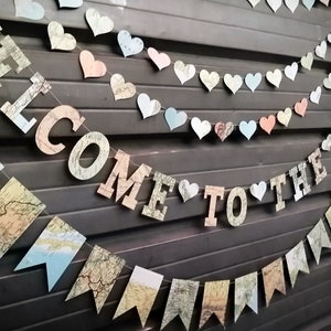 Welcome to the World Baby Shower Decorations Package, Map Paper Garlands - 4 garlands