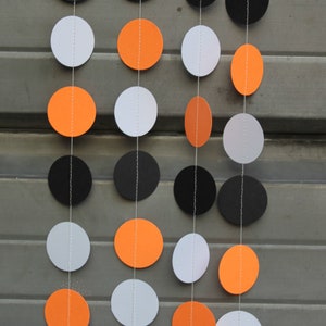 Halloween Party Decorations, Dot Garland, Paper Garland, Orange White Black Dots, 10 feet long made to order image 8