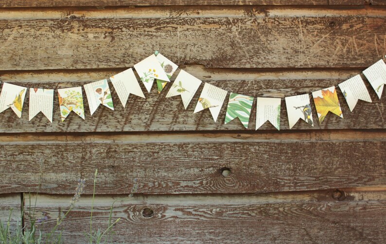 Nature Party Decorations Paper Garland Book Page Bunting Etsy