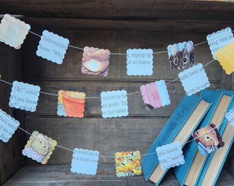 Children's Book Garlands Birthday Party Decorations, Paper Garland made from Beatrix Potter inspired Books - 10 feet long