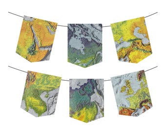 Vintage-Atlas-Wimpelkette zum Ausdrucken: Banner zum Thema Reisen (Digitaler Download)