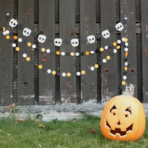 Halloween Party Decorations, Dot Garland, Paper Garland, Orange White Black Dots, 10 feet long made to order image 7