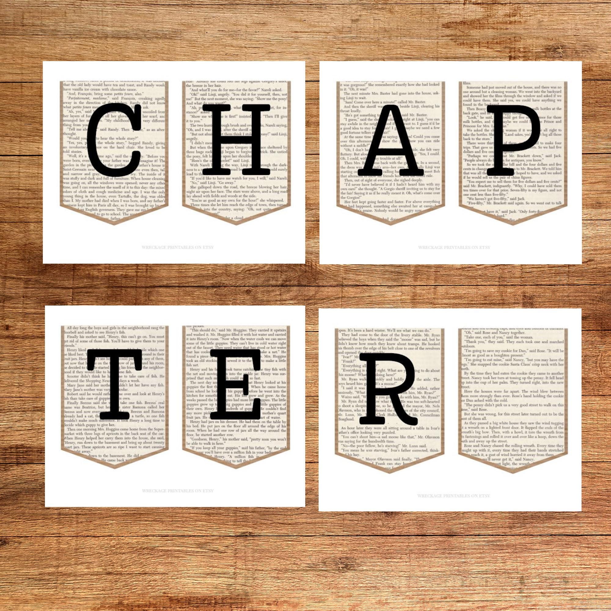 Chapter Banner: Party Decoration Book Page Printable Garland (digital ...