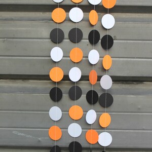 Halloween Party Decorations, Dot Garland, Paper Garland, Orange White Black Dots, 10 feet long made to order image 4