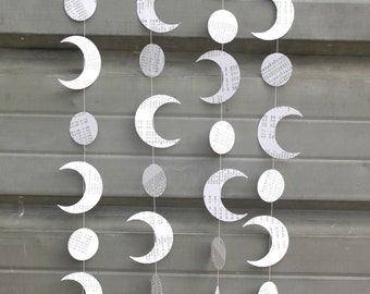 Moon Garland - Baby Shower Decoration - Party Decoration - Paper Garland - Celestial - 1 pc 10 feet long