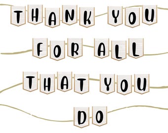 Druckbares THANK YOU Banner: Buchseiten-Girlande (Digitaler Download) Nur PDF