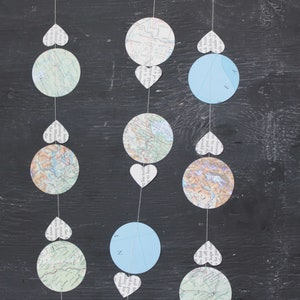 Map Garland, Travel Theme Decorations, Paper Garland, Vintage Atlas, Bon Voyage Party, Hot Air Balloon Garland, 10 ft long image 6