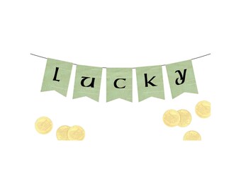 Druckbares LUCKY Banner (PDF) - St Patrick's Day Buchseiten-Girlande - Vollständiger digitaler Download