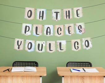 Oh The Places You'll Go Girlande zum Ausdrucken - DIY Girlande, Wimpelkette zum Herunterladen und ausdrucken