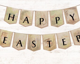 Frohe Ostern Banner zum Ausdrucken: Ostergirlande (Digitaler Download) DIY Wimpelkette, PDF Nur