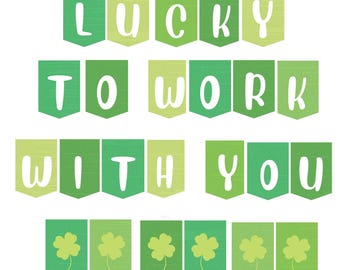 Druckbare Lucky To Work With You Banner: Druckbare Girlande (Digitaler Download) St Patricks Day Girlande - PDF Nur