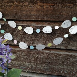 Easter Egg Garland, Paper Garland Easter Decoration, Easter Eggs, Book Page Garland - 6 feet long